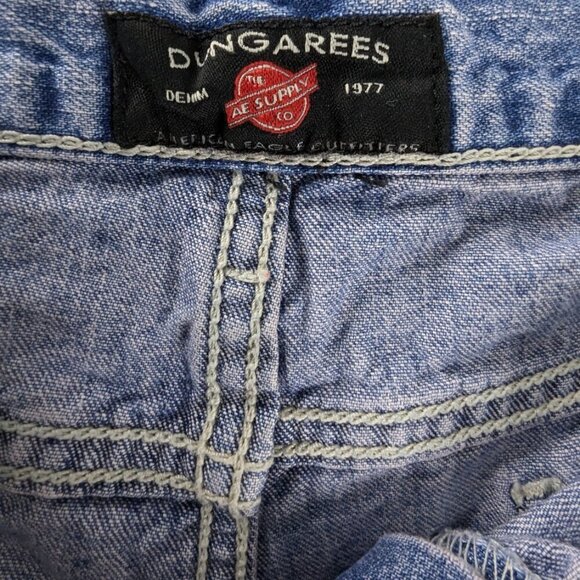 VTG American Eagle Button Fly Dungarees Carpenter Loop Blue Denim Shorts - Picture 3 of 8